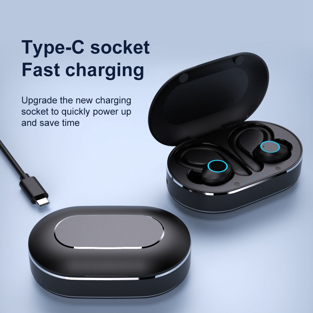 Q23 Ear Hook Headsets Waterproof TWS Wireless Bluetooth Earbuds Sports Touch Controlled Earphones with Charging Cable Q23 Ear Hook Headsets Waterproof TWS Wireless Bluetooth Earbuds Sports Touch Controlled Earphones with Charging Cable
